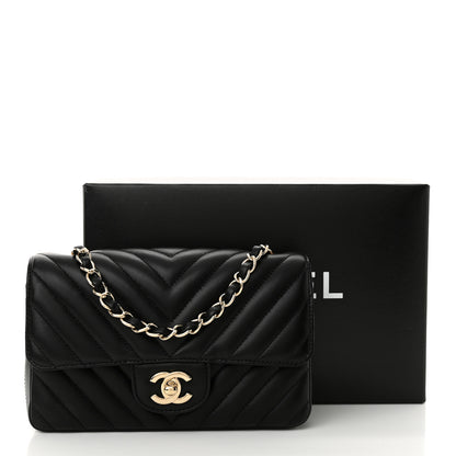 Chanel Lambskin Chevron Quilted Mini Rectangular Flap Black 11 of 11