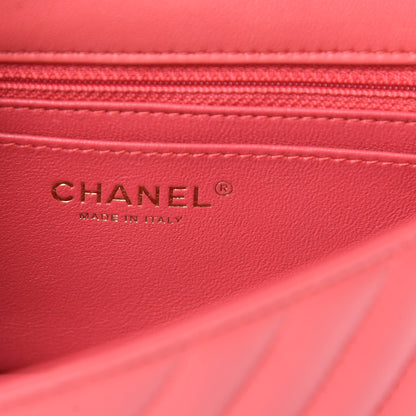 Chanel Lambskin Chevron Quilted Mini Rectangular Flap Pink 6 of 12