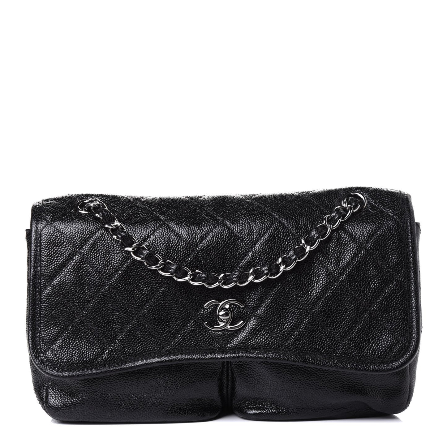 Grained Calfskin Medium Natural Beauty Flap Black