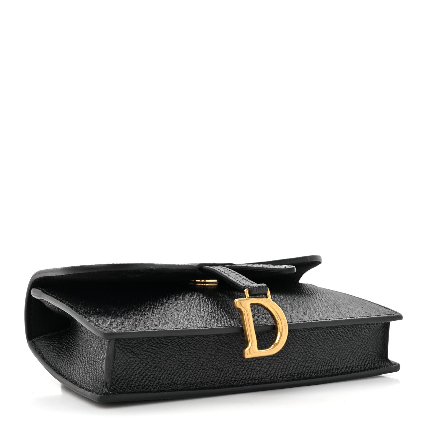 Grained Calfskin Saddle Belt Bag Black