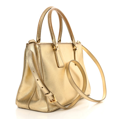 Prada Metallic Saffiano Small Galleria Double Zip Tote Platino 2 of 22