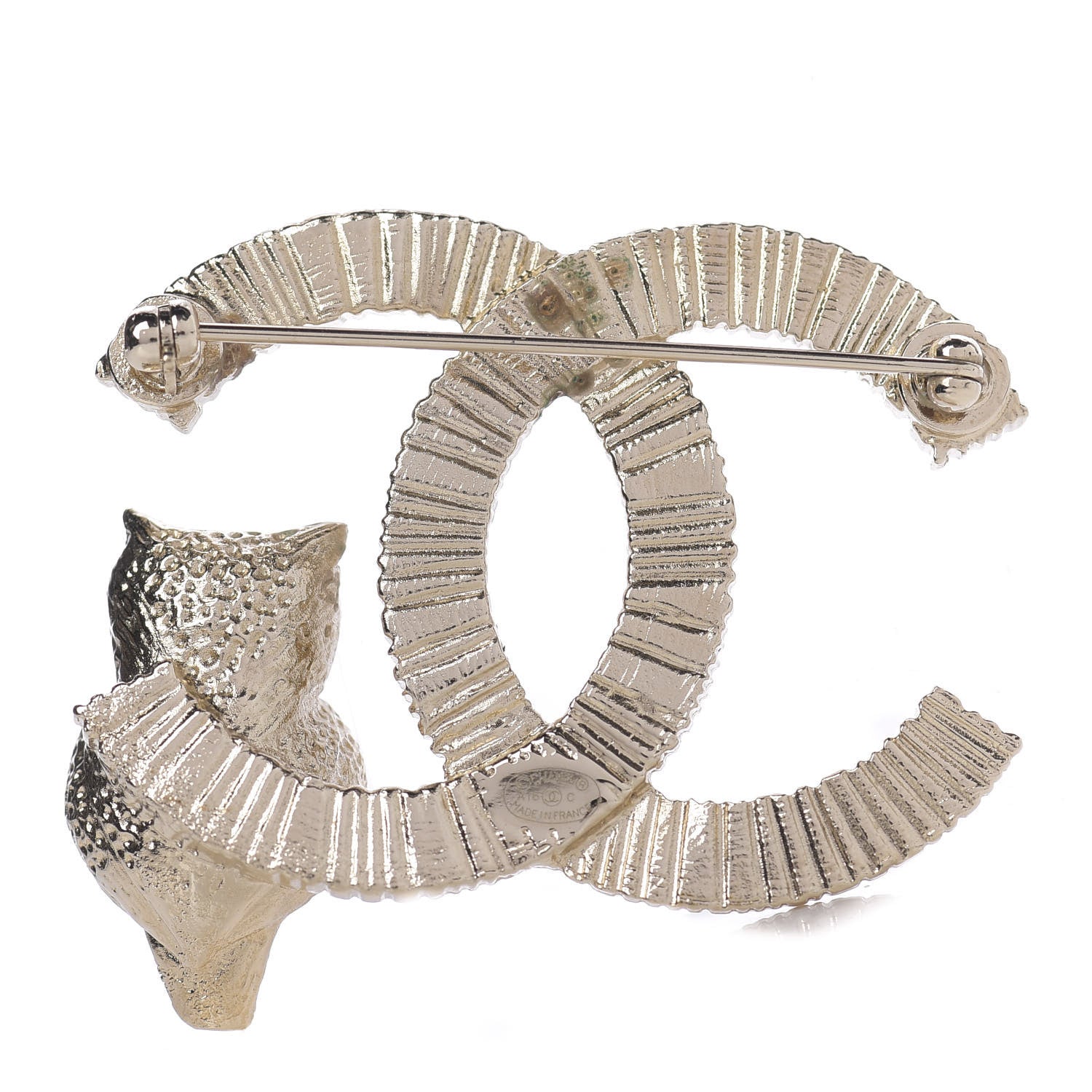 Chanel CC Owl Brooch Gold 2 of 3