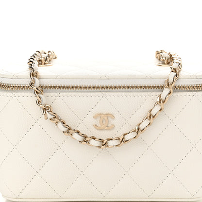 Chanel Caviar Quilted Small Vanity Case With Chain White 8 of 10