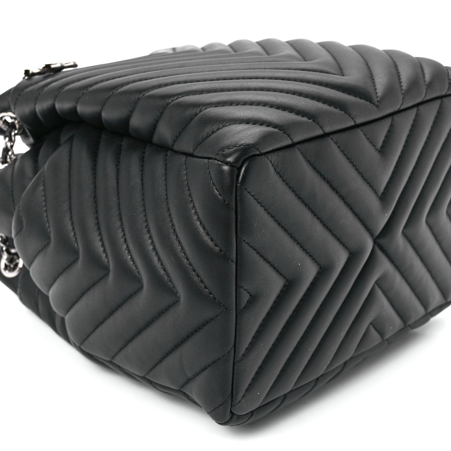 Chanel Lambskin Chevron Small Urban Spirit Drawstring Bag Black 10 of 12