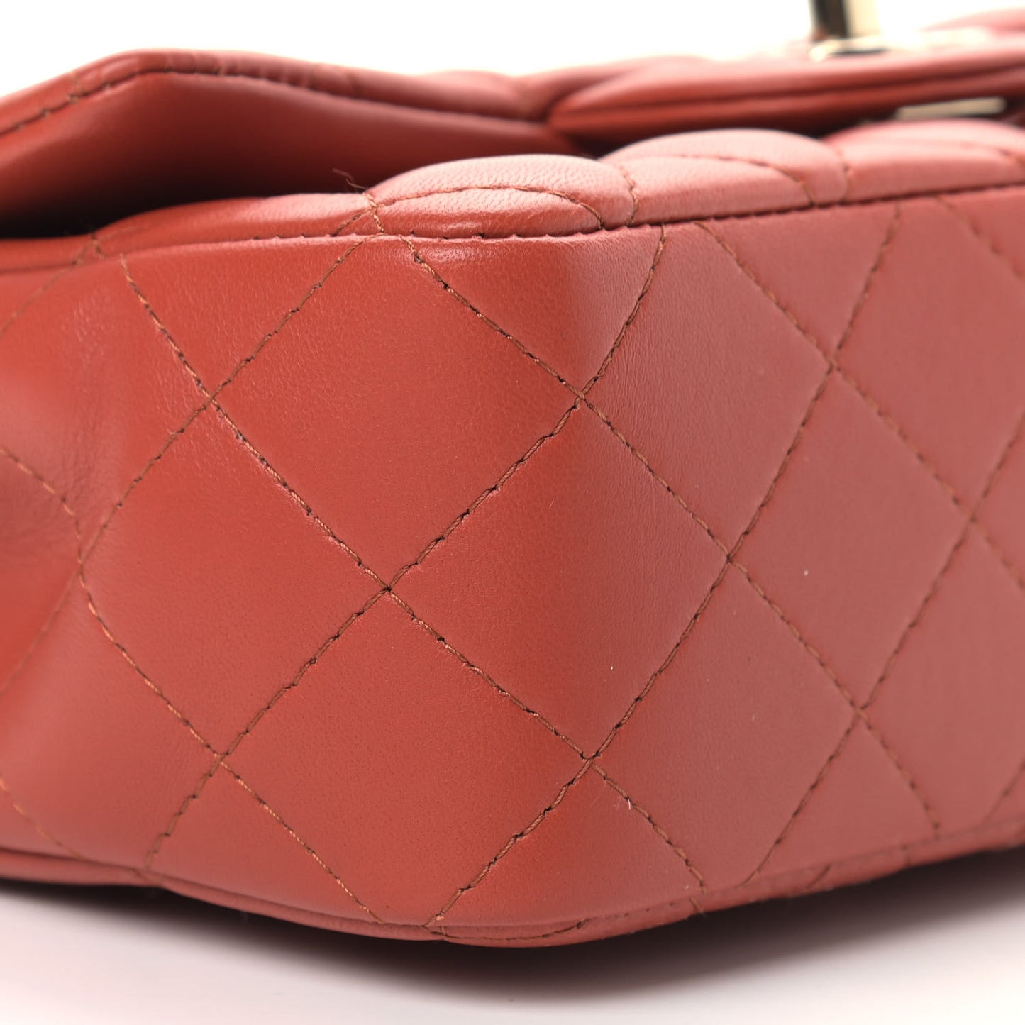 Lambskin Quilted Mini Rectangular Flap Brown
