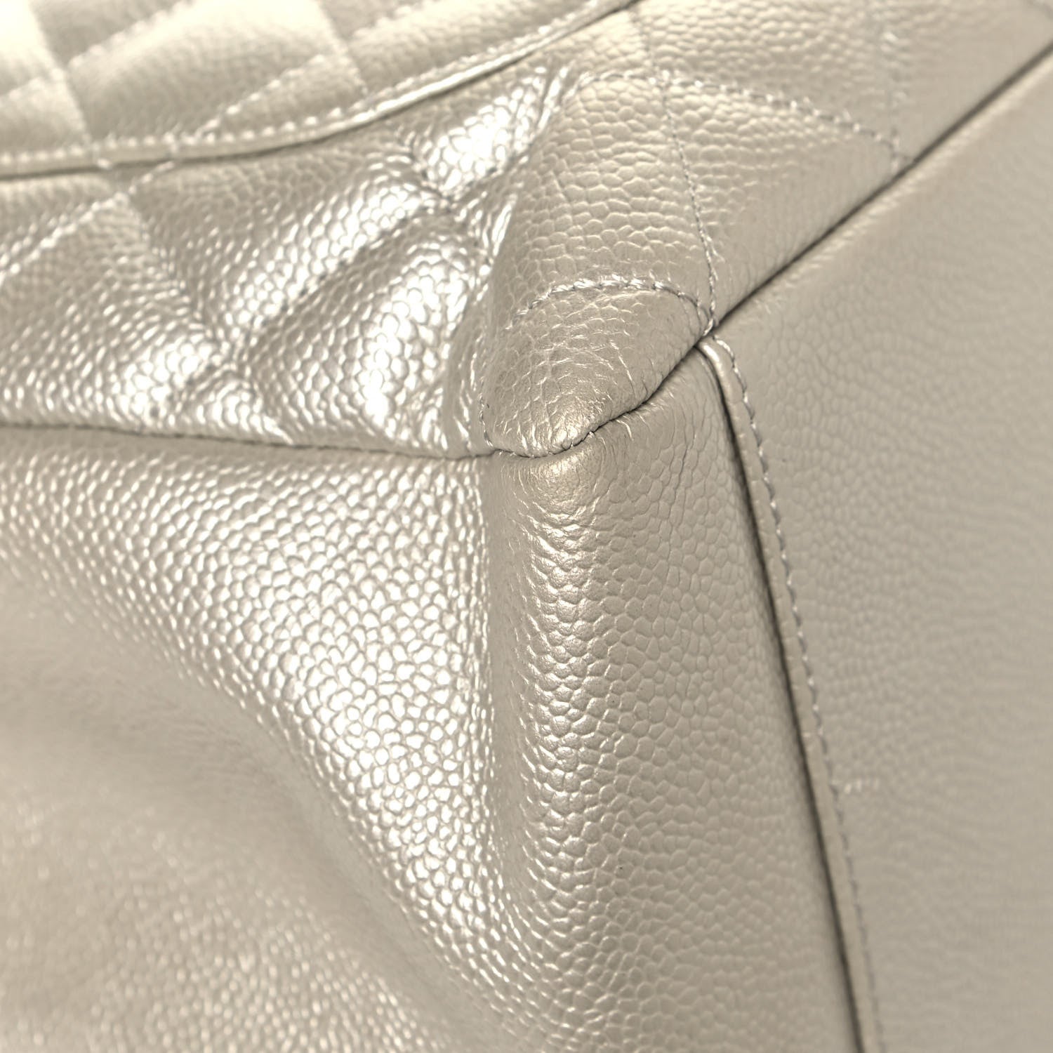 Chanel Metallic Caviar Quilted Grand Shopping Tote GST Pearl 11 of 15