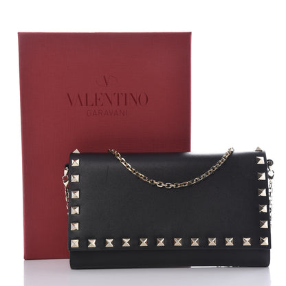 Valentino Garavani Vitello Small Rockstud Flap Wallet on Chain Black 11 of 11