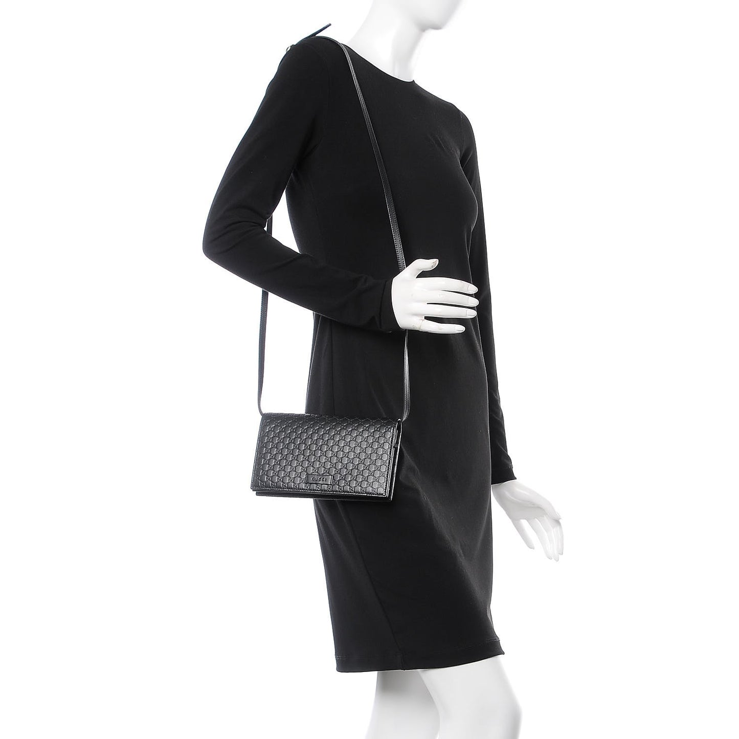 Microguccissima Crossbody Wallet Black