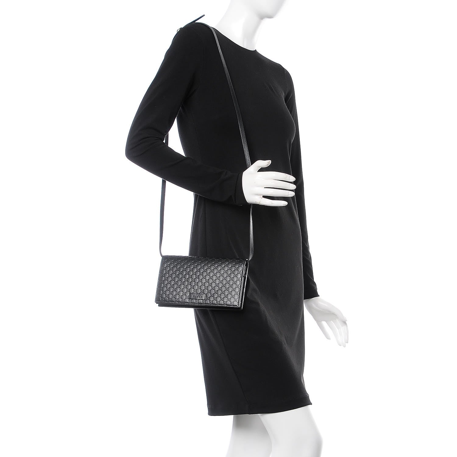 Gucci Microguccissima Crossbody Wallet Black 2 of 9