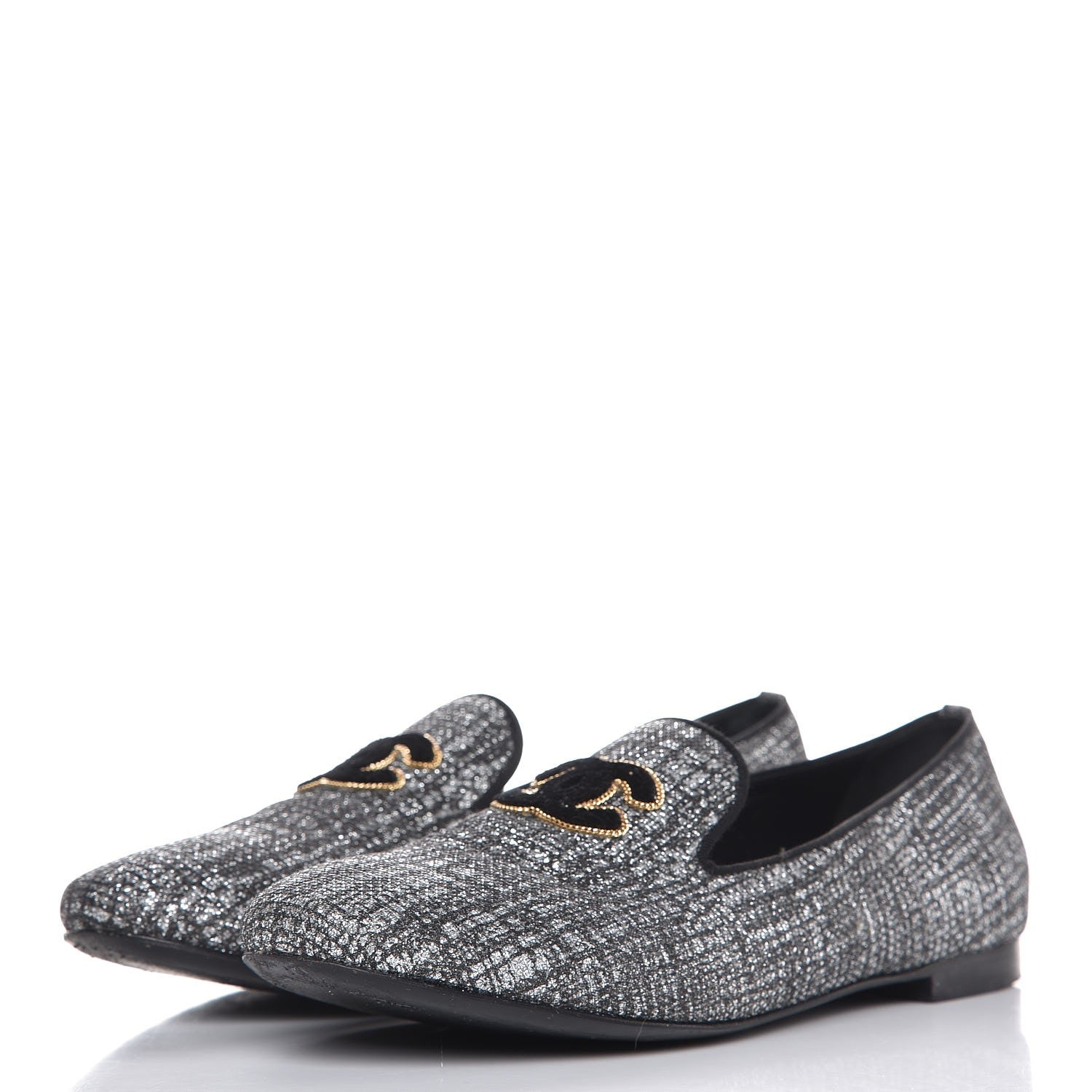 Chanel Fantasy Tweed CC Mocassin Loafers 41 Silver 3 of 11