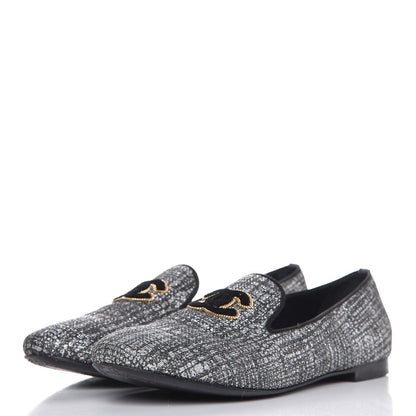 Chanel Fantasy Tweed CC Mocassin Loafers 41 Silver 3 of 11