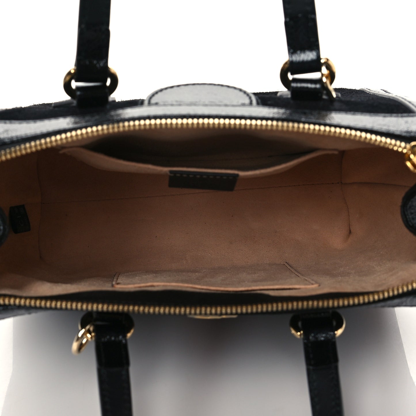Suede Patent GG Web Small Ophidia Tote Bag Black