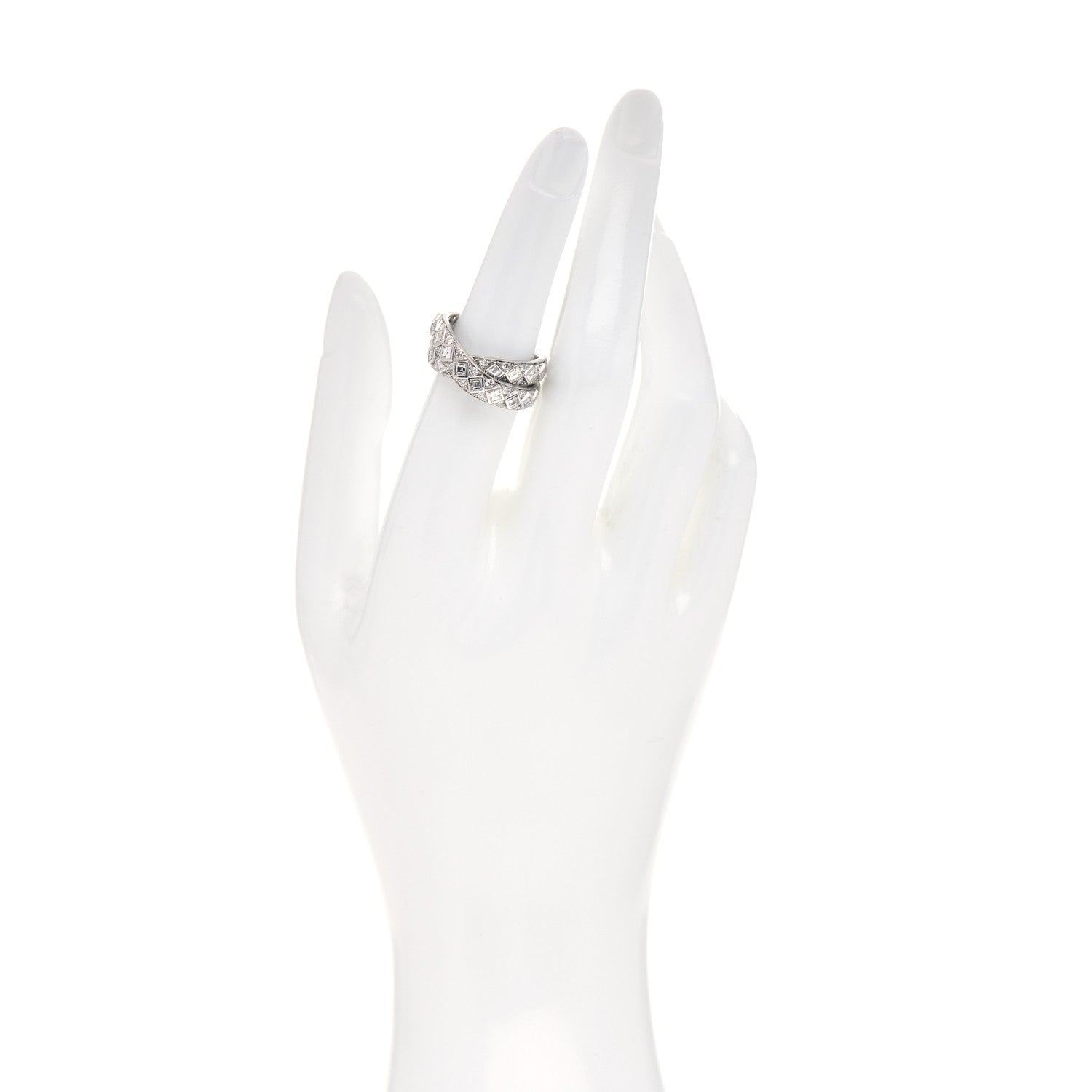 Tiffany Platinum Diamond Crossover Band Ring 52 6 2 of 5