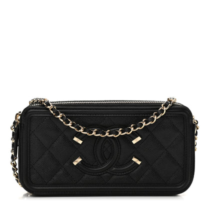 Chanel Caviar Quilted CC Filigree Clutch With Chain Black 1 of 14