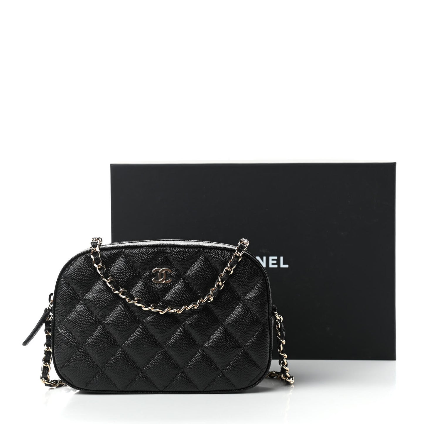 Caviar Quilted Vanity With Chain Black