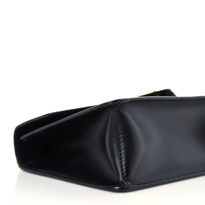Prada Saffiano Soft Calfskin Metal Triangle Logo Envelope Chain Shoulder Bag Black 8 of 10