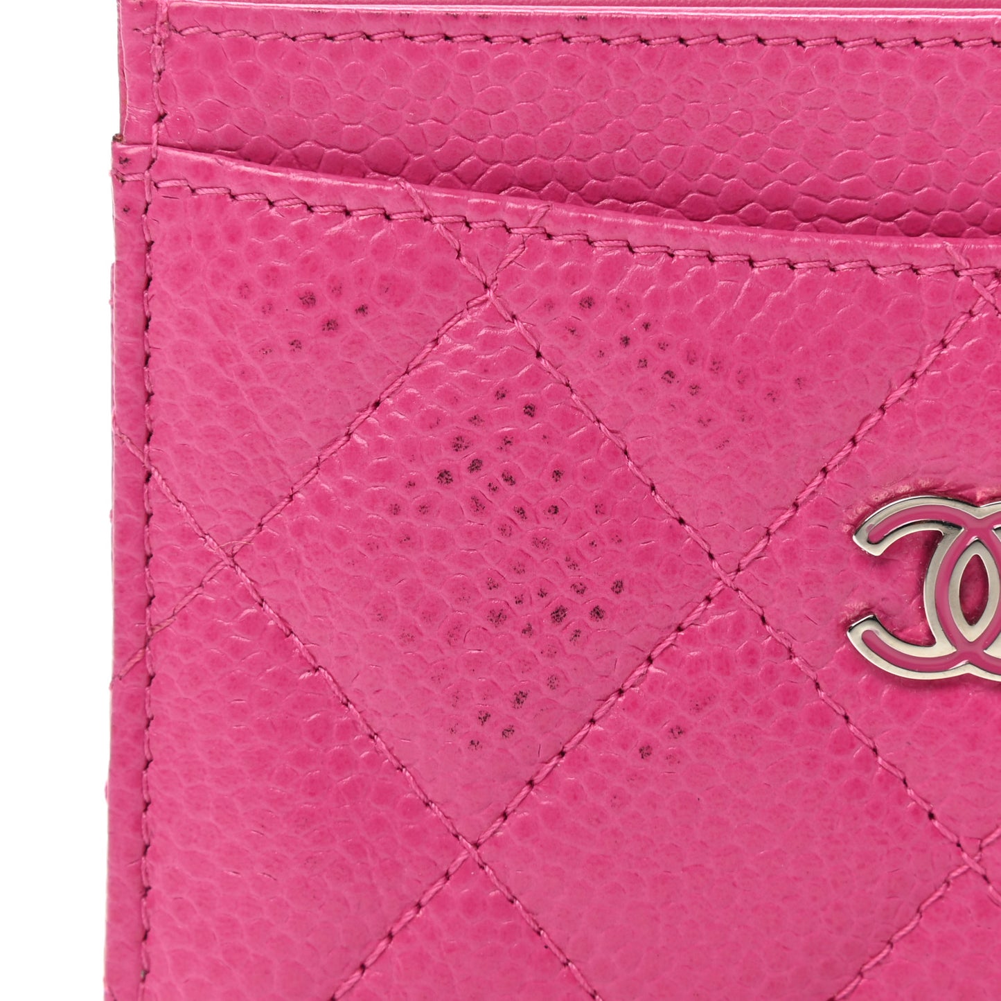 Caviar Quilted Card Holder Pink