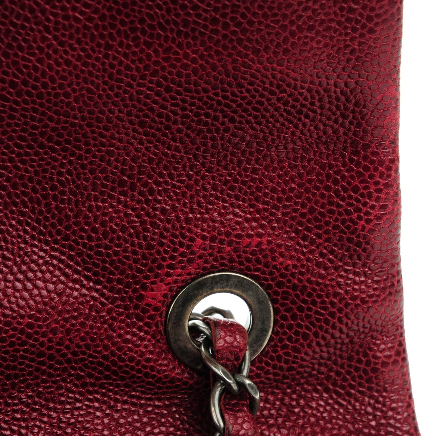 Iridescent Caviar Quilted Large Chic Flap Red