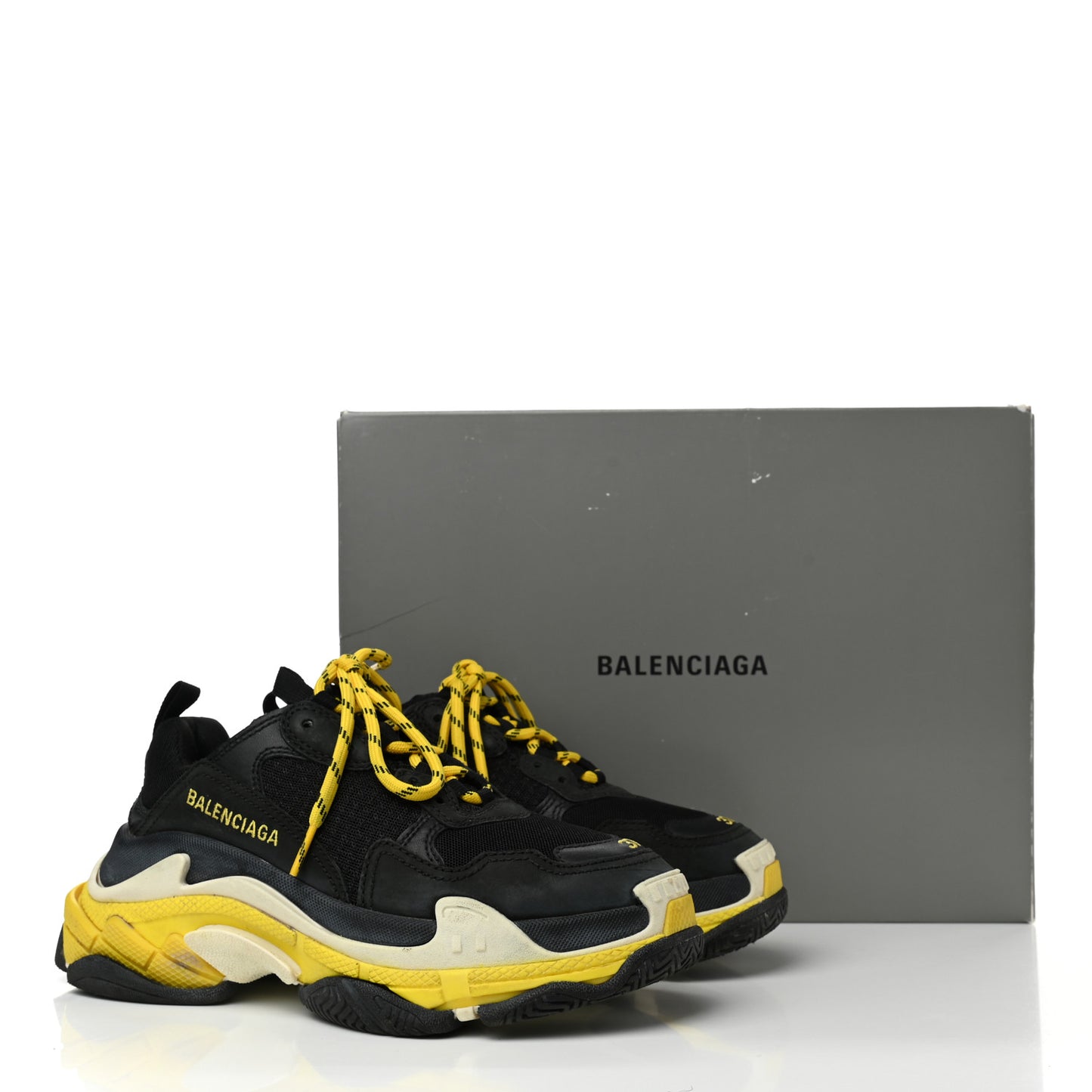 Fabric Mesh Womens Triple S Sneakers 37 Black Yellow