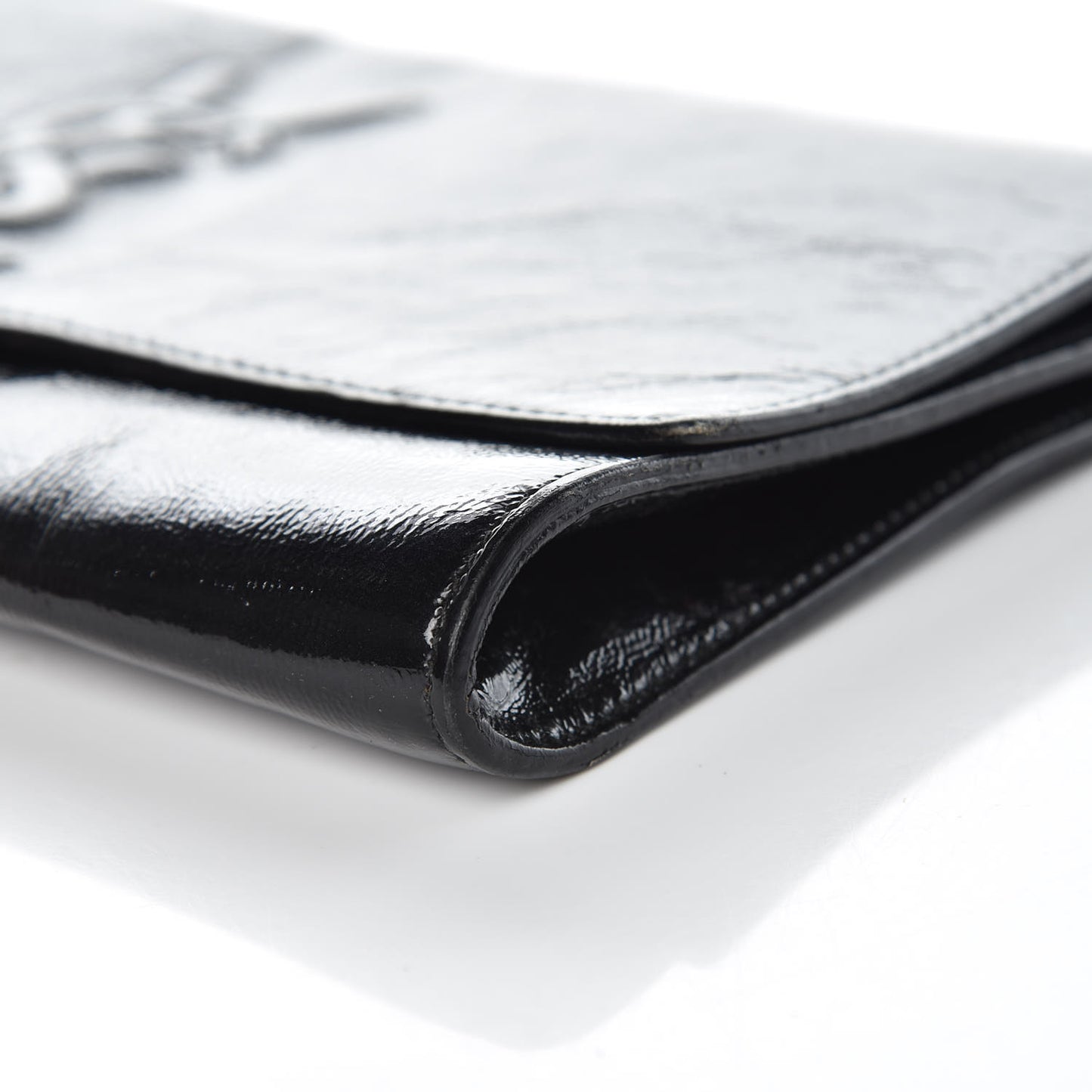 Textured Patent Monogram Large Belle De Jour Clutch Black