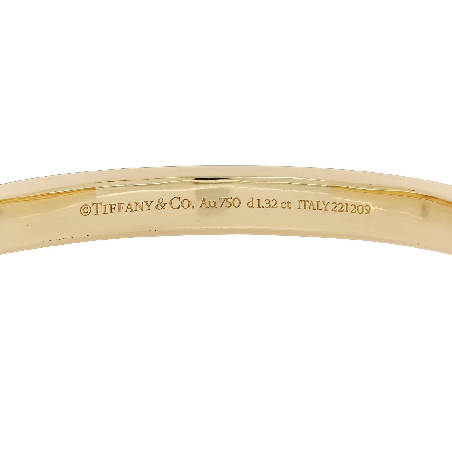 Tiffany 18K Yellow White Gold Diamond Tiffany Lock Half Pave Bangle Bracelet 3 of 4