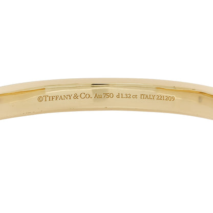 Tiffany 18K Yellow White Gold Diamond Tiffany Lock Half Pave Bangle Bracelet 3 of 4