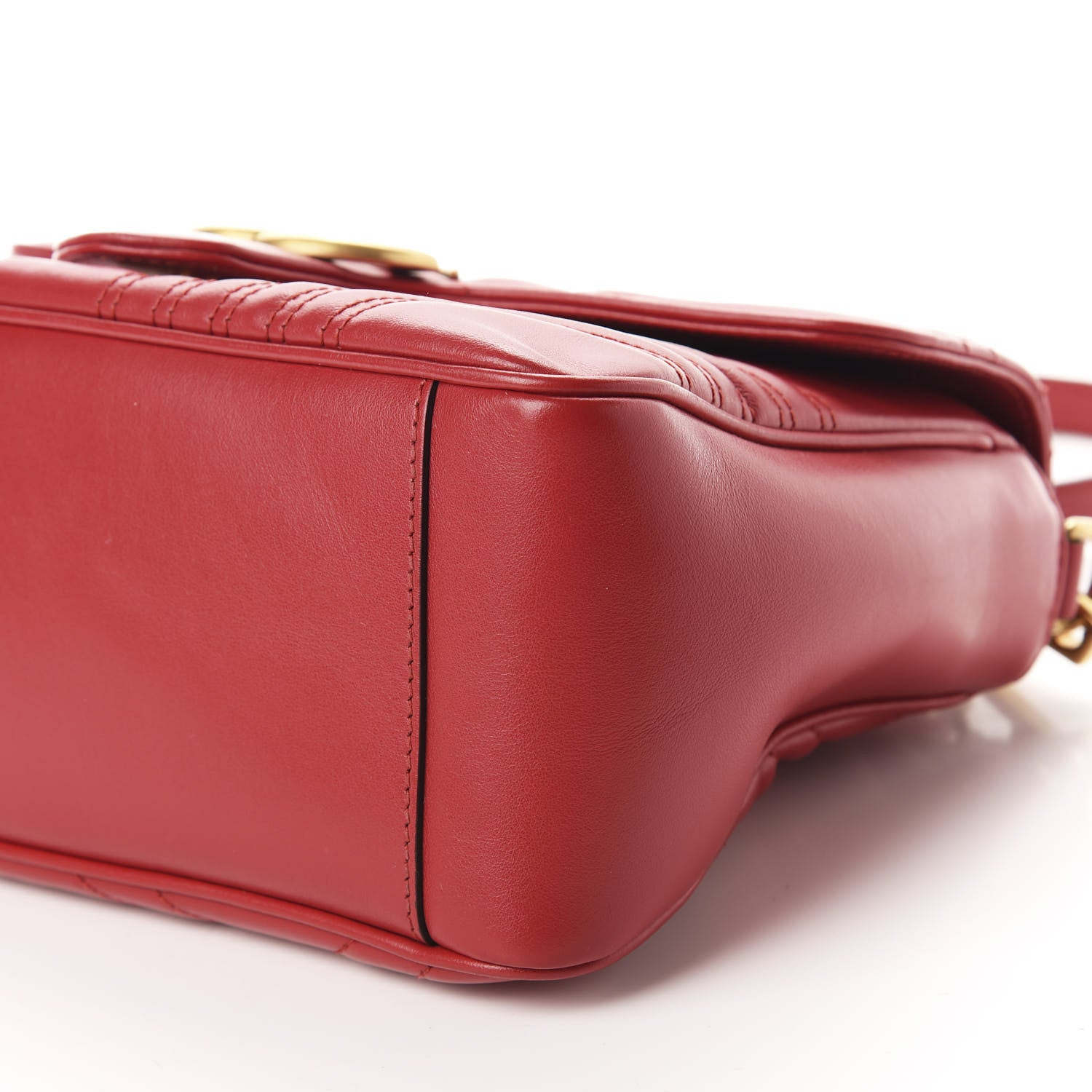 Gucci Calfskin Matelasse Small GG Marmont Top Handle Shoulder Bag Hibiscus Red 7 of 10