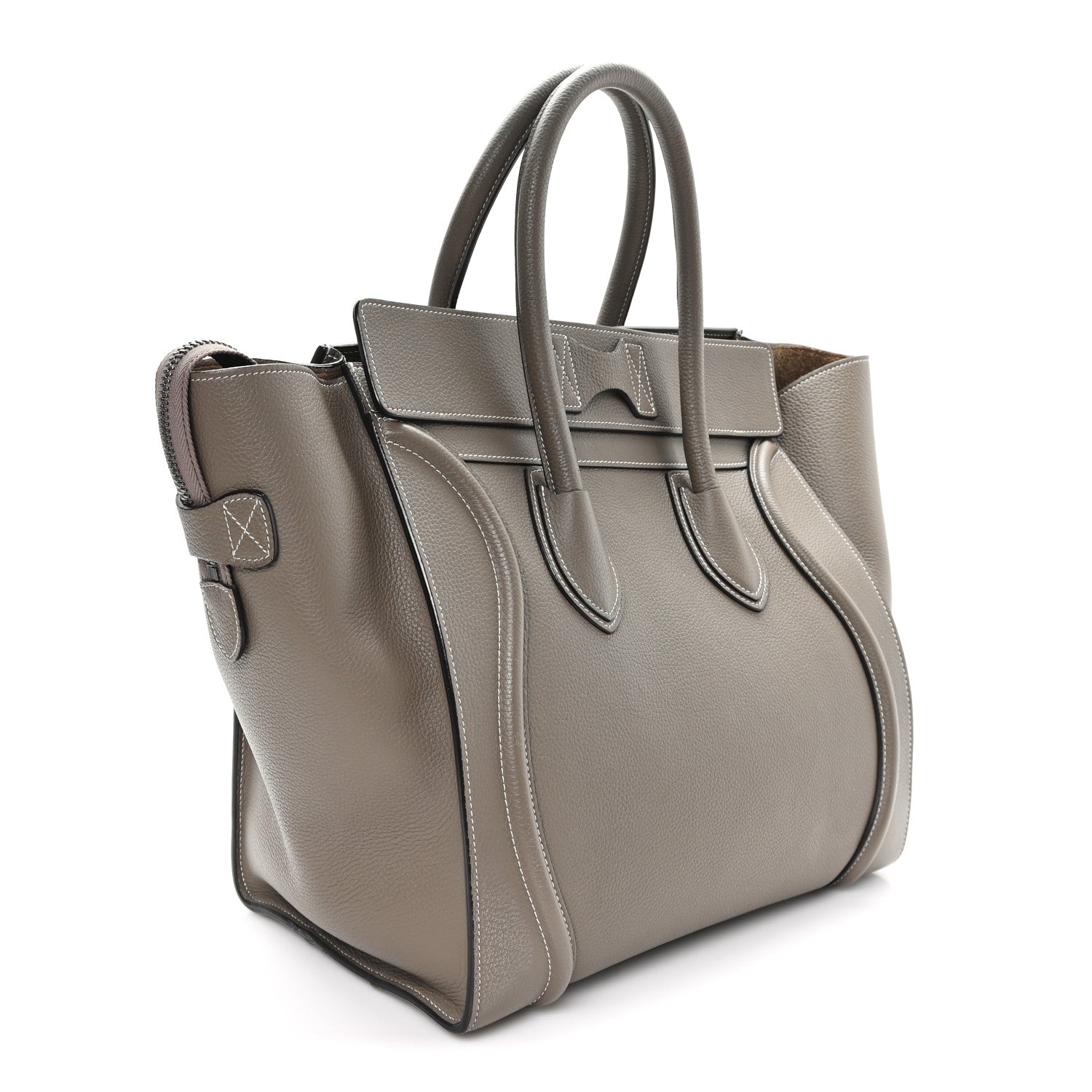 Celine Drummed Calfskin Mini Luggage Souris Souris 3 of 12