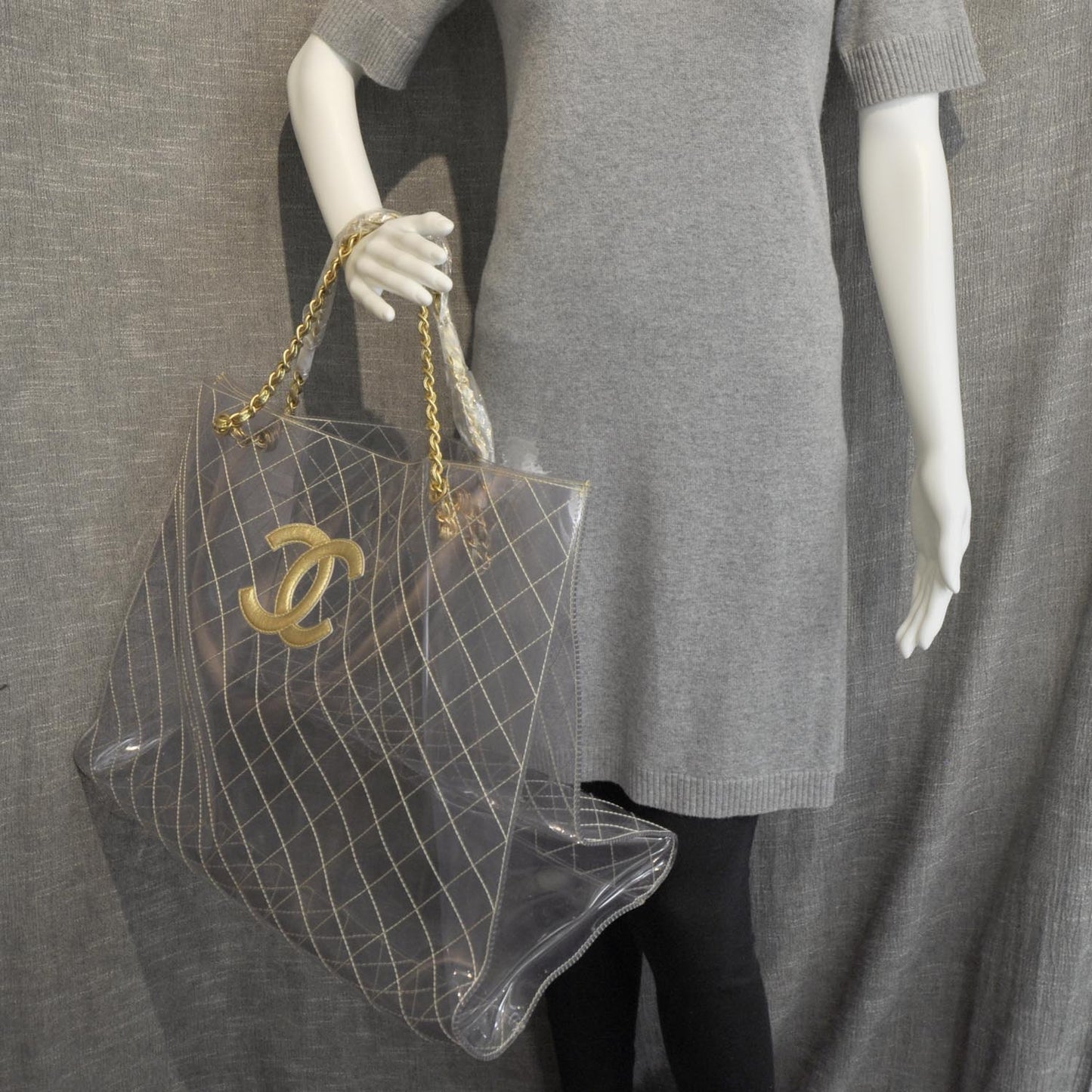 Vinyl Naked Large Beach Tote Gold
