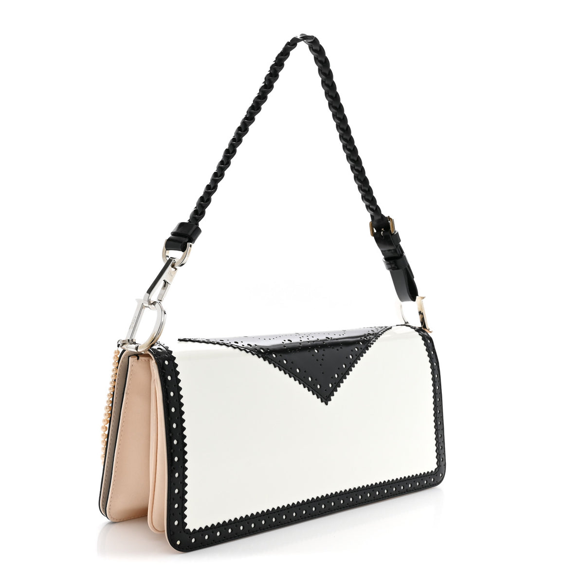 Christian Dior Patent Calfskin D Trick Shoulder Bag Black White 3 of 12