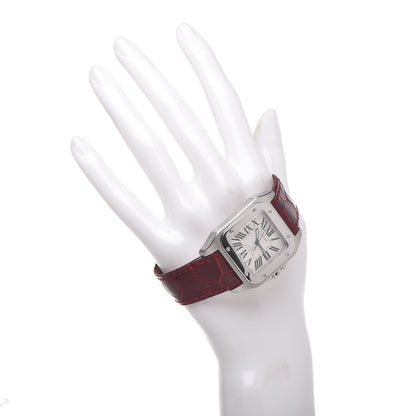 Cartier Stainless Steel Alligator 33mm Santos 100 Automatic Watch Red 2 of 10