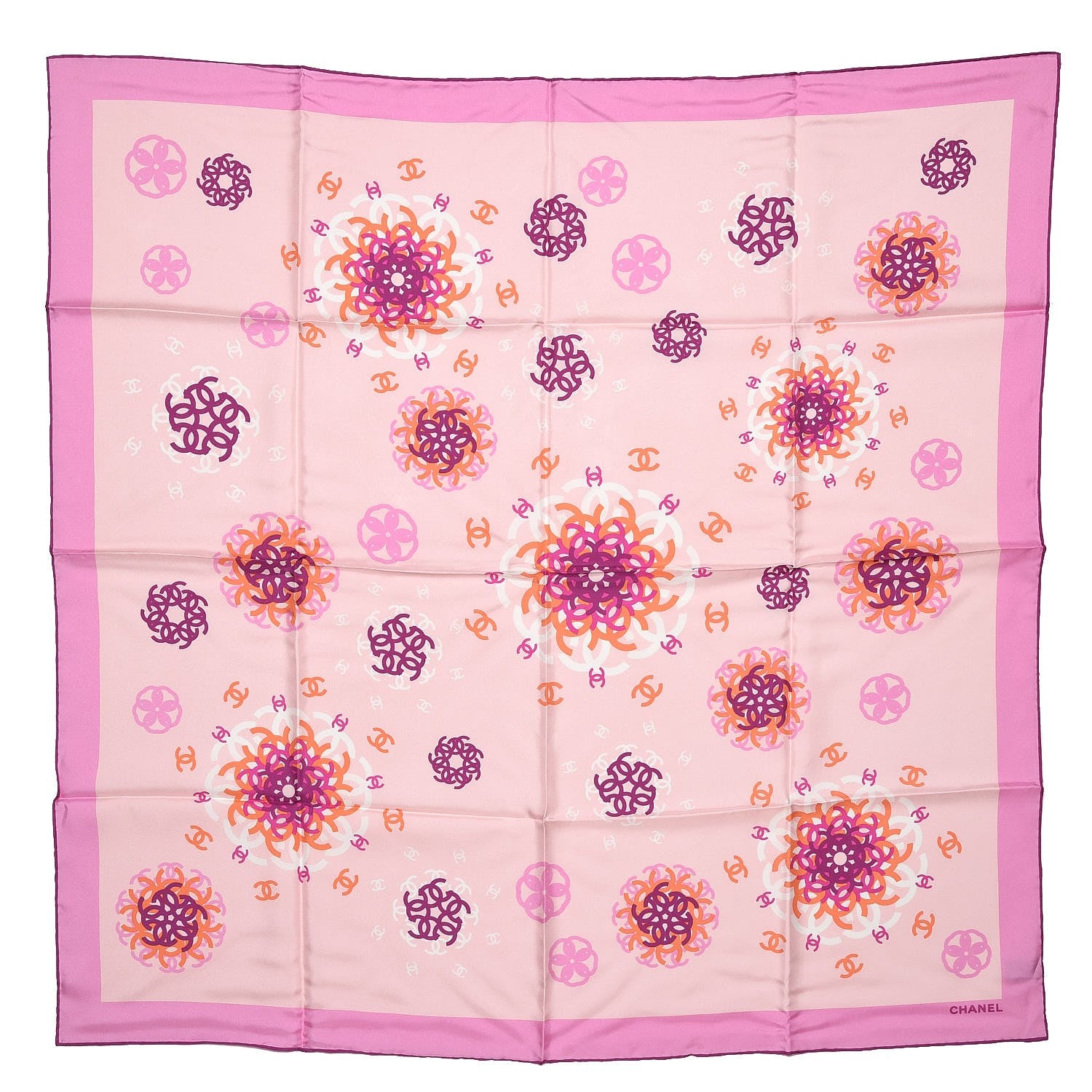 Chanel Silk CC Square Scarf Poudre Rose 1 of 5