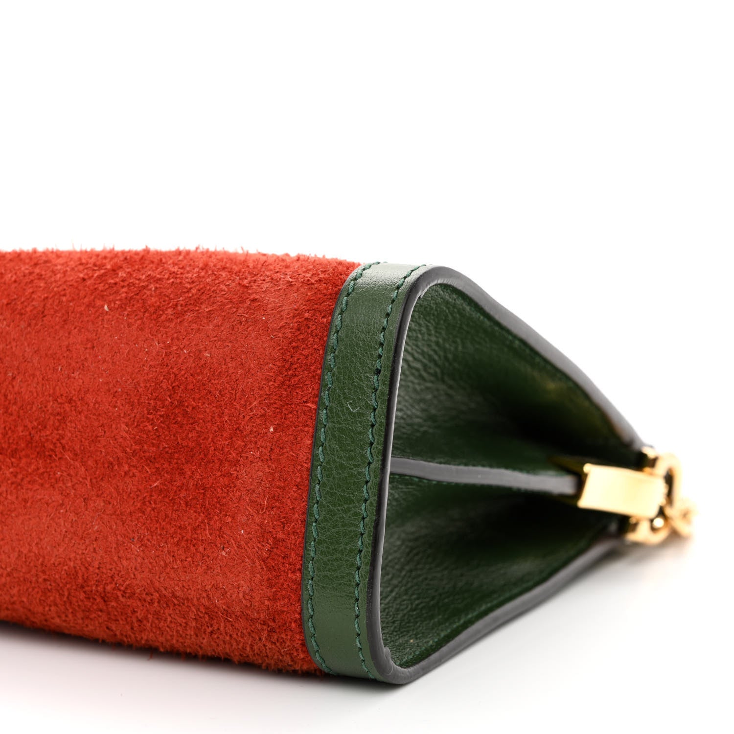 Gucci Suede Calfskin GG Web Small Ophidia Chain Shoulder Bag Brown Red Green 10 of 10