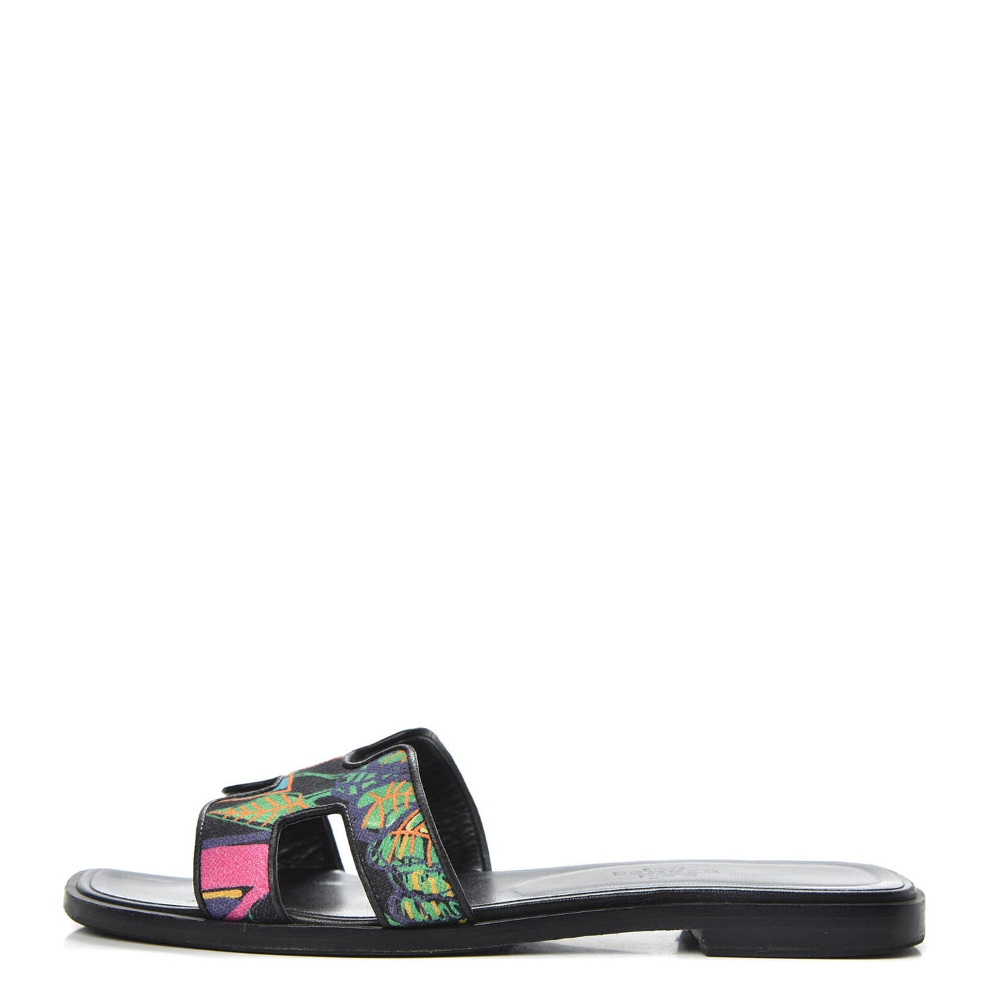 Cotton Canvas Tropical Modernisme Oran Sandals 36.5 Black