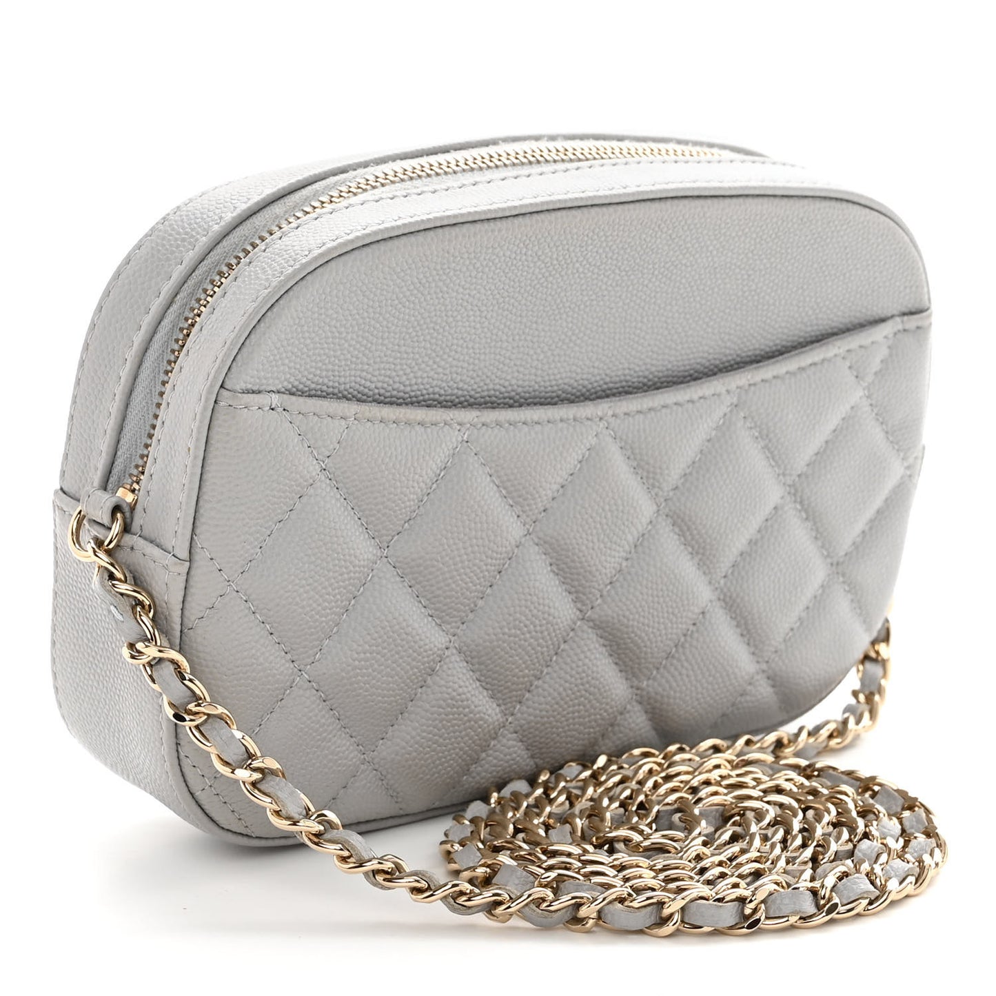Caviar Quilted Camera Case Grey