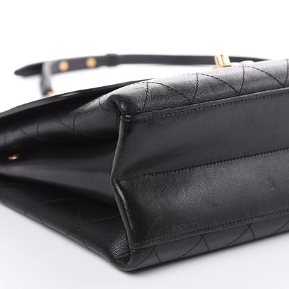 Chanel Lambskin Stitched Medium Coco Luxe Handle Flap Black 8 of 14