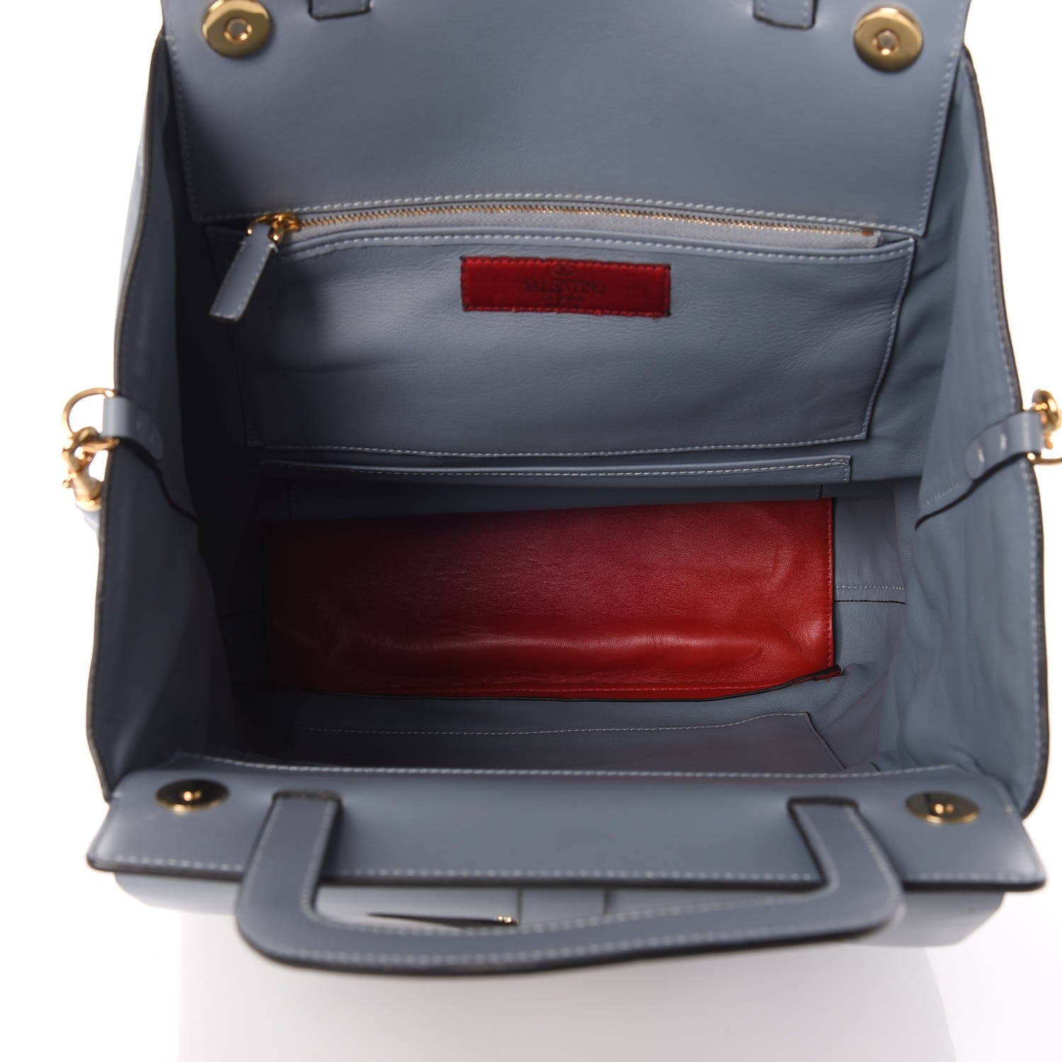 Valentino Garavani Calfskin Pocket Tote Blue 6 of 11