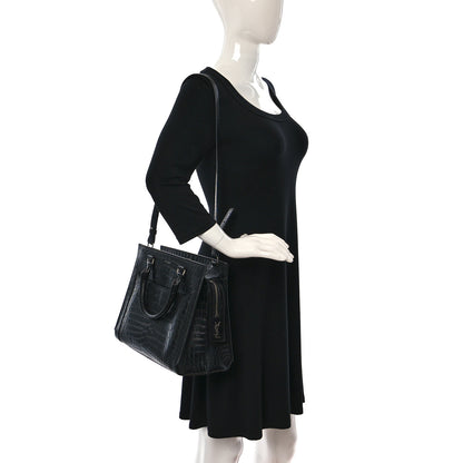 Saint Laurent Crocodile Embossed Small East Side Tote Black 2 of 9