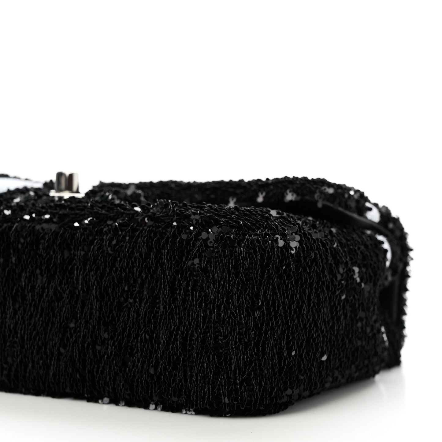Sequin Ribbon Mini Rectangular Flap Black White