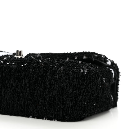 Chanel Sequin Ribbon Mini Rectangular Flap Black White 10 of 11