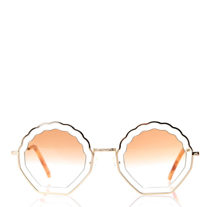 Chloe Metal Scalloped Sunglasses CE147S Gold Brown 2 of 7