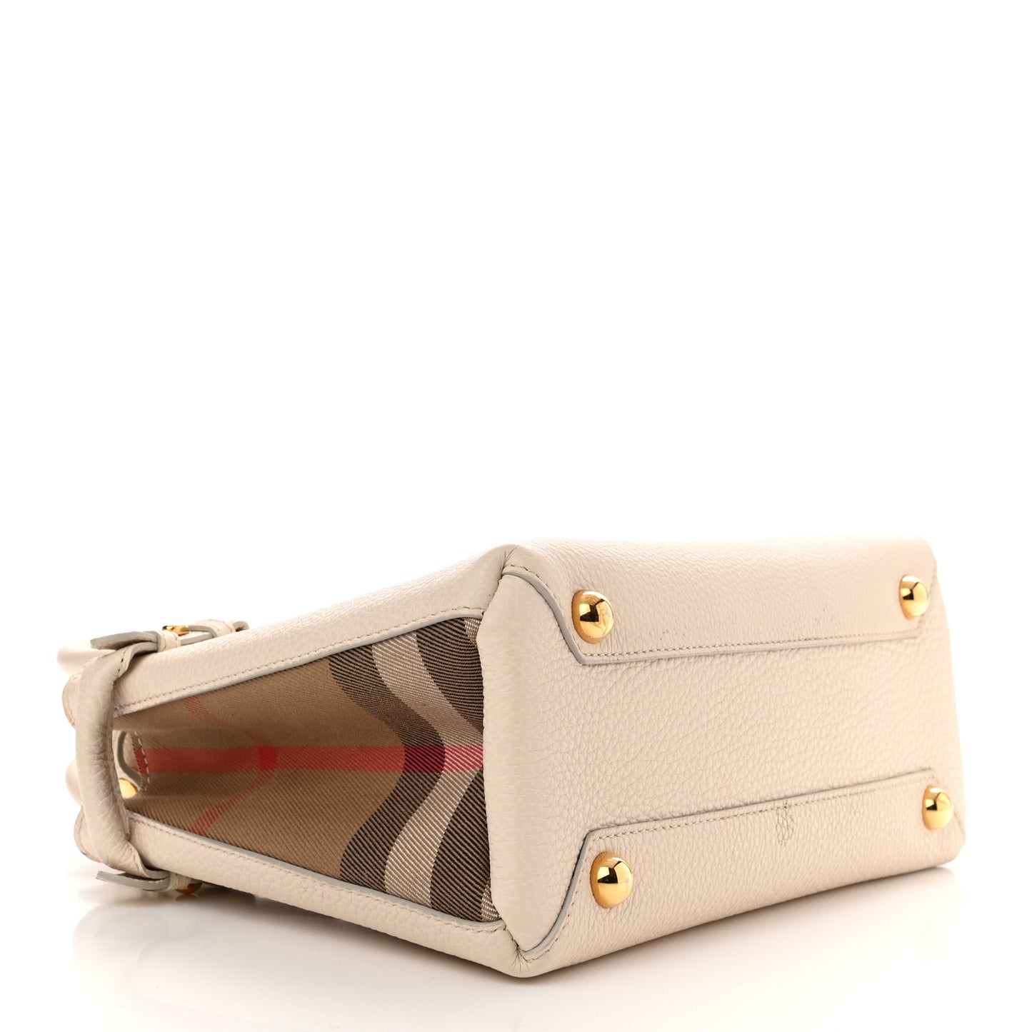 Grainy Calfskin House Check Small Banner Tote Beige