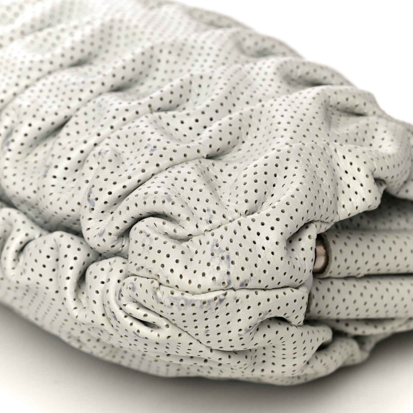 Lambskin Perforated Clutch White