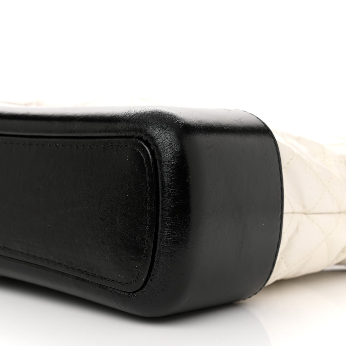 Aged Calfskin Quilted Medium Gabrielle Hobo Black White