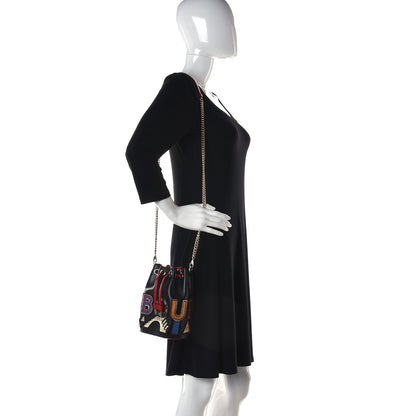 Christian Louboutin Calfskin Embroidered Alpha Marie Jane Bucket Black Multicolor 2 of 10