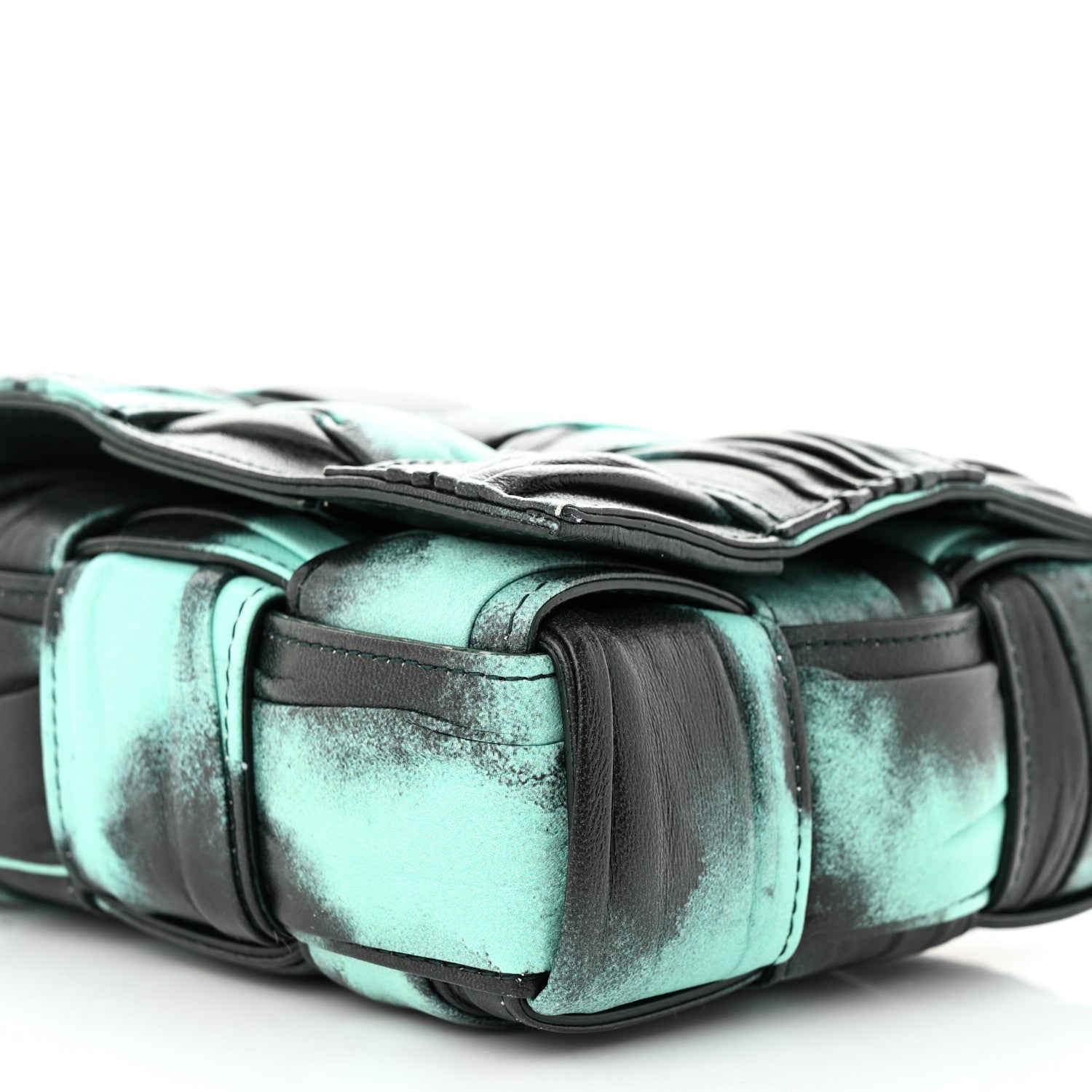 Bottega Veneta Foulard Tie Dye Maxi Intrecciato Padded Cassette Crossbody Bag Celadon Inkwell 10 of 11