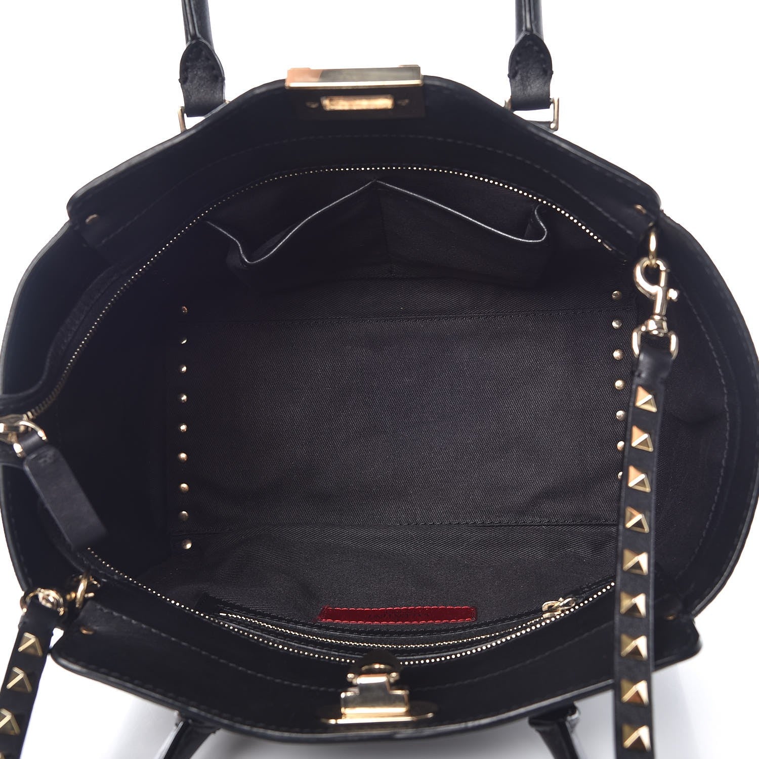 Valentino Garavani Vitello Small Rockstud Double Handle Tote Black 5 of 10