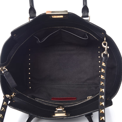 Valentino Garavani Vitello Small Rockstud Double Handle Tote Black 5 of 10