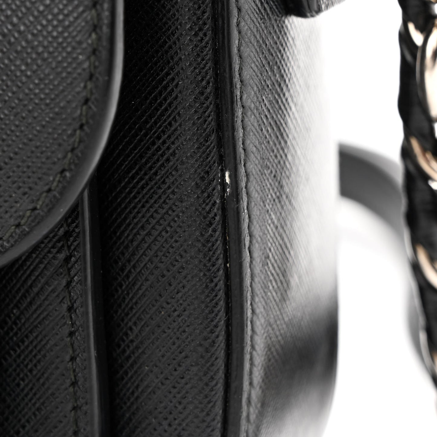 Saffiano Sandrine Shoulder Bag Black