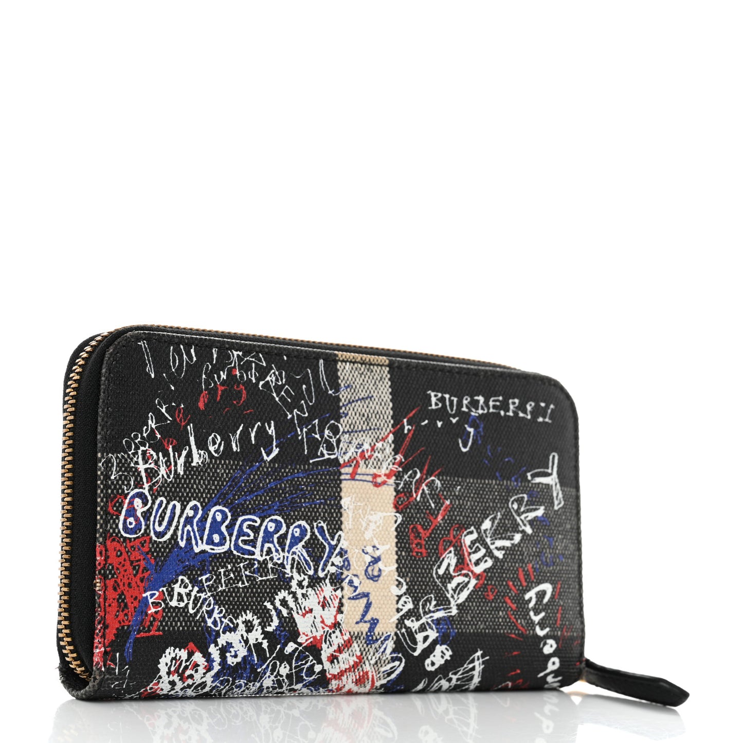Coated Canvas Mega Check Sketchbook Doodle Zip Wallet Black